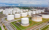 an aerial view of a large oil refinery